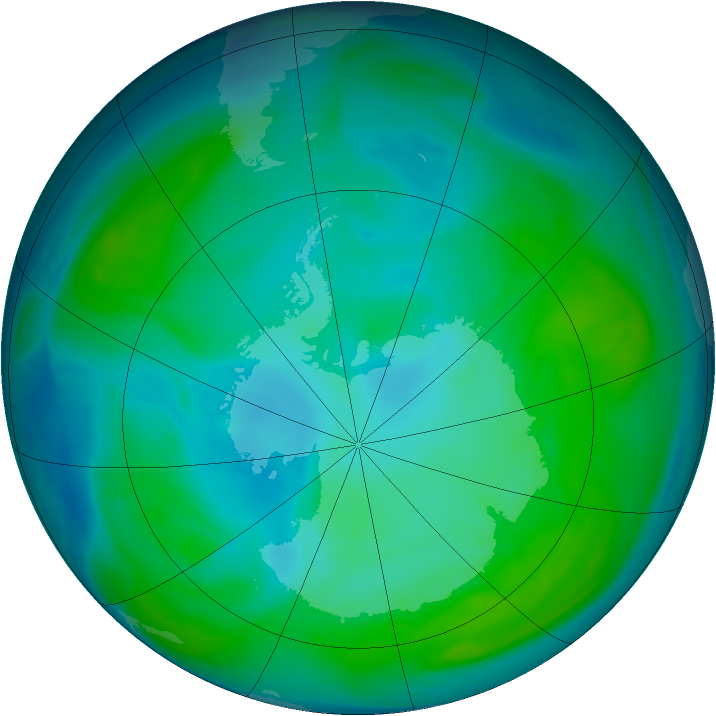 Antarctic ozone map for 05 January 2006
